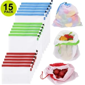 3 Sizes Reusable Mesh Produce Bag Washable Eco-Friendly Bags for Grocery Shopping Storage Fruit Vegetable Toys Sundries Bag