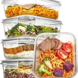 5 Pack 35oz Glass Food Storage Containers with Lids, Airtight Reusable Meal Prep Lunch Container Set, Safe for Oven, Microwave,