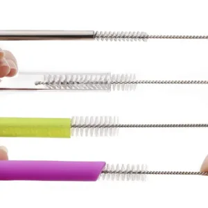 Sturdy and Long-Lasting High-Quality 2pcs Stainless Steel Straw Cleaning Brushes - Heavy Duty Bristle Cleaner for Glass, Silicon