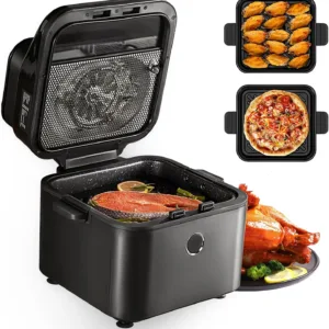 Dualtaste Air Fryer, 7Qt Large Air Fryer With Juicylo Technology, 7 Presets & 1 Diy Function, Black