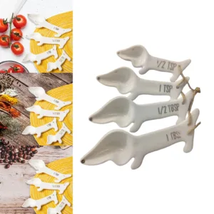 4pcs Creative Dachshund Shaped Measuring Spoons Set Measuring Cups Set Tea Coffee Measuring Tools Liquid Cake Flour Baking Tool