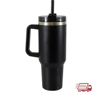 40oz Stainless Steel Tumbler with Straw Handle Double Wall Insulated Reusable Drinkware Sports Camping Travel Hydration