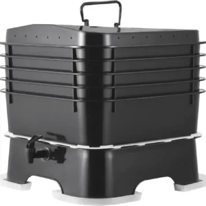 5-Tray Composter, 50L Worm Compost Bin - Indoor/Outdoor Worm Farm Kit for Food Waste Recycling, Vermicomposting & Vermiculture