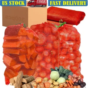 300 Pack Reusable Mesh Storage Bags Drawstring Onion Potatoes Citrus Vegetables Crawfish Durable Polypropylene Quality Bags