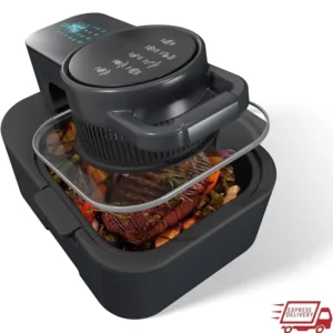 8QT Non Toxic Air Fryer 6-in-1 Digital Touch Control Automatic Shut-Off Adjustable Temp Timer Cooking Functions Transparent