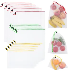 Reusable Mesh Produce Bags 3 Sizes Pack of 15 SeeThrough Reusable Produce Bags Washable Odorless Environmentally Friendly Mesh