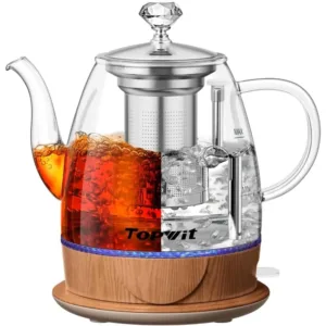 Topwit Electric Kettle Glass, For Hot Water, Tea and Coffee Dual Purpose Design, BPA-Free, 1L Pour Over Removable Stainless Stee