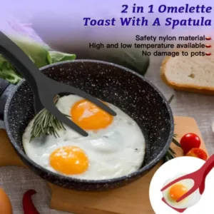 2-in-1 Silicone Tongs & Spatula for Steak, Pancake, Egg, Kitchen Cooking Tools