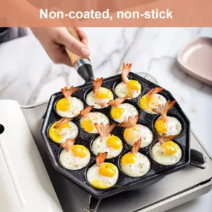 14 Holes Cast Iron Takoyaki Pan Nonstick Takoyaki Maker With Oil Brush & Fork Octopus Meat Ball Mold for Octopus Balls Pancake