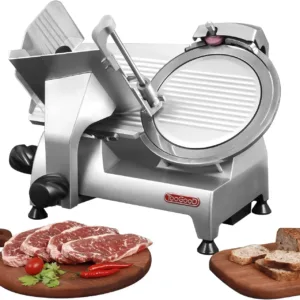 8" Commercial Slicer 180w, 1/4 HP Electric Meat Slicer, Italian Carbon Steel Blade, Quiet Performance,