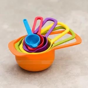 6pcs Vibrant Measuring Cups Spoons Set - Durable Thickened Plastic, Colorful Kitchen DIY Cake Powder Measurement Kit - Easy Read