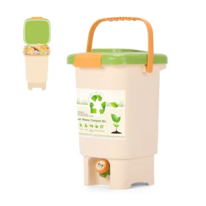 Wedyvko15L Compost Bin Recycle Composter Aerated Compost Bin PP Organic Homemade Trash Can Bucket Kitchen Garden Food Waste Bins