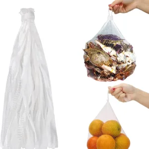 100 Pa Mesh Bags For Vegetables, Seafood Boil Bags With Loop-Style Closures, Reusable Produce Bags For Crawfish Boil Crab Boil