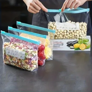 45PCS Silicone Food Storage Bags, Leakproof Reusable Zip Shut Bags, Refrigerator Fresh Wrap