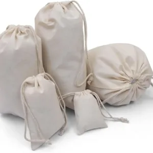 100Pcs 4 X 6 Inches Premium Cotton Muslin Double Drawstring Bags, Reusable Bag Natural Cotton Bags With Drawstring Produce Bags
