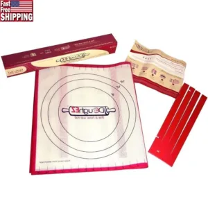 Extra Large Non-Slip Silicone Pastry Mat with Guide Sticks BPA Free Perfect Dough Thickness Baking Rolling Tool 17.5x32 inch