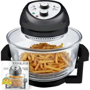 16Qt Air Fryer Toaster Oven Combo Convection Rotisserie 1300W Glass Bowl Multi-level Cooking Automatic Shut-Off Energy Efficient