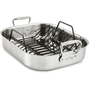 All-Clad Specialty Stainless Steel Roaster and Nonstick Rack 16x13x5 Inch Oven Broiler Safe 600F Roaster Pan,Pots and Pans