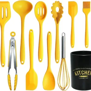 11Pcs Silicone Cooking Utensils Set - Heat Resistant Kitchen Tools, Spatula, Turner, Tongs, Spoon, Whisk, Bpa Free, Dishwasher