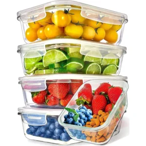 5 Pack 36 Oz Glass Meal Prep Containers - Dishwasher Microwave Freezer Oven Safe - Glass Storage Containers with Lids