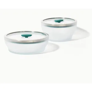 Cookware Microwave Dish Starter Set Includes 2 Microwave Safe Large Glass Storage Containers with Lids for Steaming Roasting