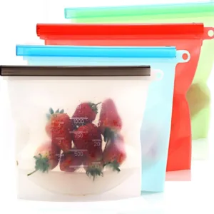 Reusable Silicone Food Zipper Bags Size 1000ML Freezer & Dishwasher kitchen Organization Silicone Food Bag - Reusable Leak- St